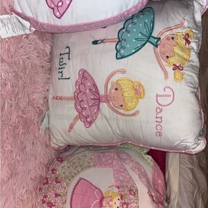Children's Dance Pillow with Pink and Blue Accents